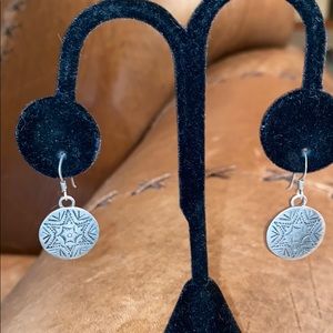 AJM Signed 925 Sterling Patterned Circular Earrings Shepherd Hook Findings